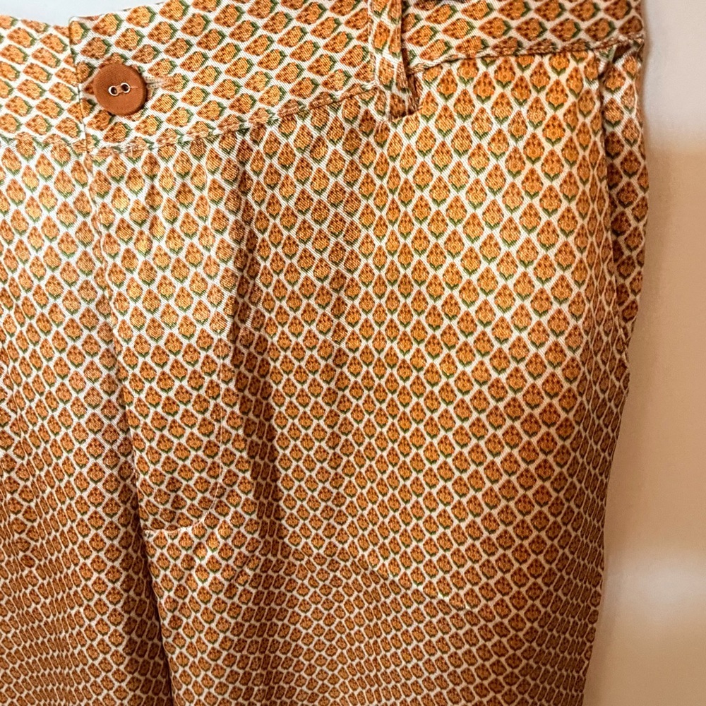 See you soon printed satin pants brown size 2 - Picture 3 of 5